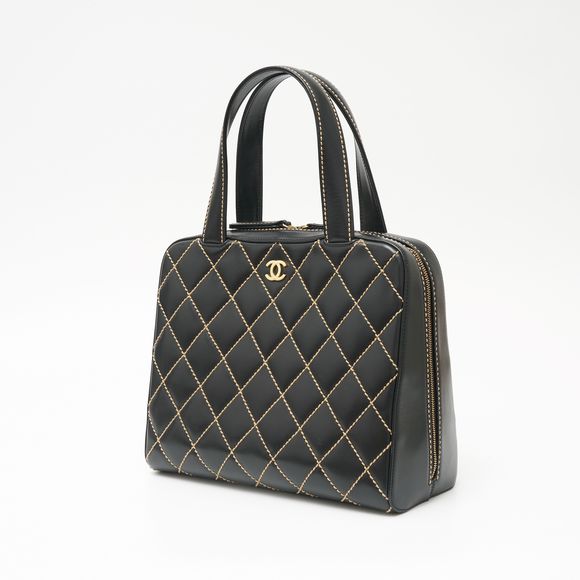 Chanel Handbag Leather Black Stitch Wild Coco Mark - Picture 1 of 16